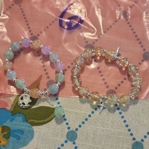 Pastel and Gold Beaded Bracelets Set